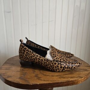 Jeffrey Cambell Viona Leopard Print Cowhide Pointed Loafers in Tan and Black